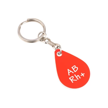 Keychain with Your Blood Type - Red Engraving Laminate - Size 25x36mm - BRL029
