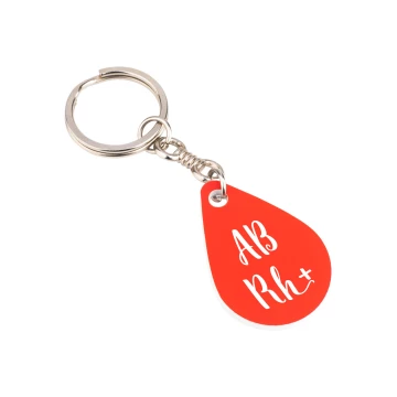 Keychain with Your Blood Type - Red Engraving Laminate - Size 25x36mm - BRL030