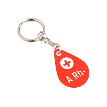 Keychain with Your Blood Type - Red Engraving Laminate - Size 25x36mm - BRL031