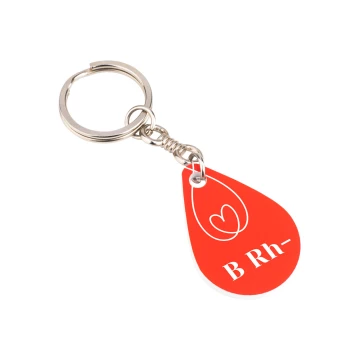 Keychain with Your Blood Type - Red Engraving Laminate - Size 25x36mm - BRL032