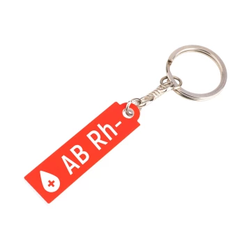 Keychain with Your Blood Type - Red Engraving Laminate - Size 13x49mm - BRL034