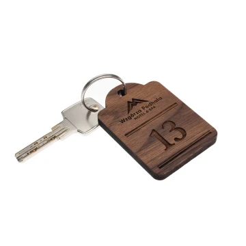 Wooden Keychain Mini Retro 8 - Walnut Wood - Dimensions 65x45mm - BD091