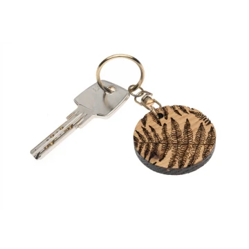 Fern Keychain - Solid Oak Wood - Custom Engraving - BP162