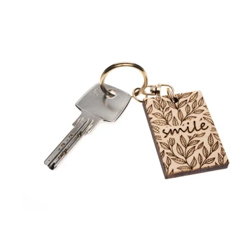 Smile Keychain - Light Maple Wood - Custom Engraving - BP148
