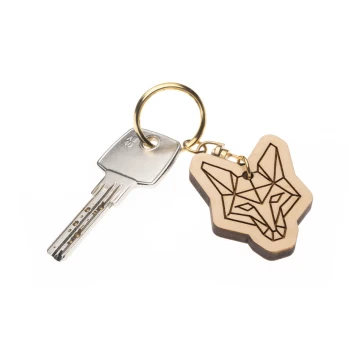 Wolf Keychain 2 - Light Maple Wood - Custom Engraving - BP153
