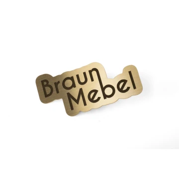 Exclusive ID badge with logo - 50x30mm - brushed brass - ID104