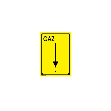 Gas - Location plate for gas pipeline - size 140x200mm - PVC - UV color print - BHP111