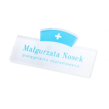 UV Print Nurse ID Badge - Transparent Plexi - Size 70x38mm - ID131
