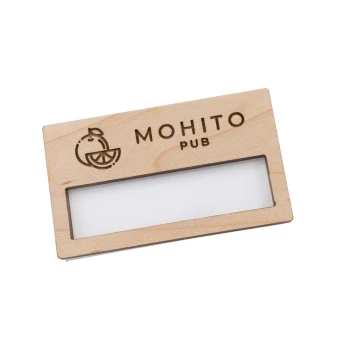 Wooden ID Badge with Window - Premium Maple Wood - Size: 67x40mm - ID099