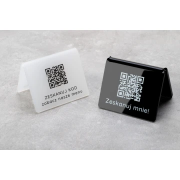 Mini Information Stand with QR Code - Black Plexi or Frost Plexi - Dimensions 60x50mm - ST028