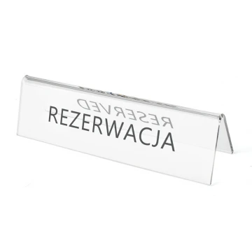 Reservation - stand for tables - dim. 195x55mm - clear plexiglass - REZ012