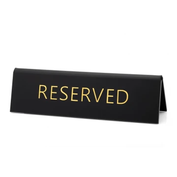 Reservation - stand for tables - dim. 150x45mm - matte black gold letters - REZ017