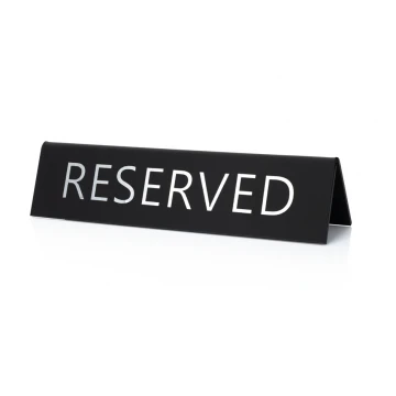 Reservation - stand for tables - dim. 200x50mm - matte black silver letters - REZ018