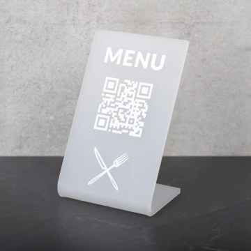 Menu Stand with QR Code - Plexi Frost - Dimensions 55x90mm - ST052
