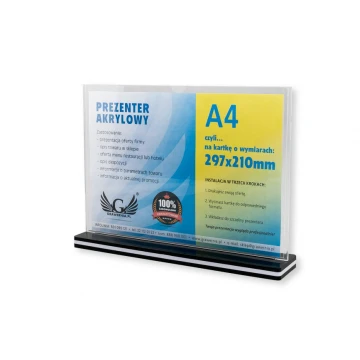 Stand, plastic display for a 297x210mm (A4) card - model PR020