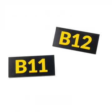 Numbered Plaques for Cabinets, Drawers and Doors - Black PVC with Raised Letters - ND032 - Size 55x25mm