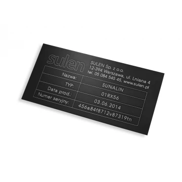 Anodized Aluminum Nameplates - Size: 100x50mm
