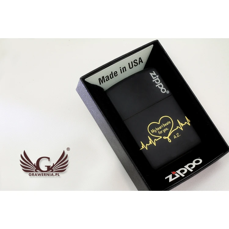 ZIPPO Lighter Black Matte Logo - ZIP056