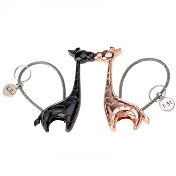 Set of Two Love Giraffes Keychains with Your Engraving - BP172