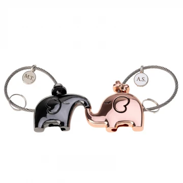Set of Two Love Elephants Keychains with Your Engraving - BP173