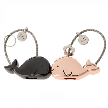 Set of Two Love Whales Keychains with Your Engraving - BP174