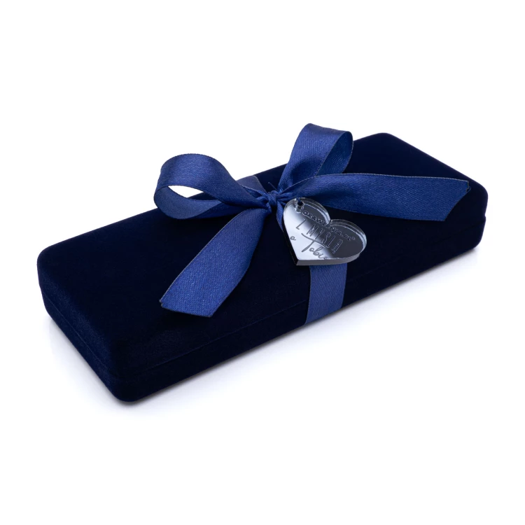 Silver spoon with pink crystal in velour box with dedication - Christening Souvenir - SRB042