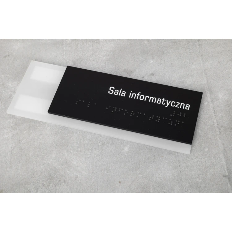 Administration - Braille lettering plaque - frosted acrylic and black ADA size 200x75mm - NORD - TAB322