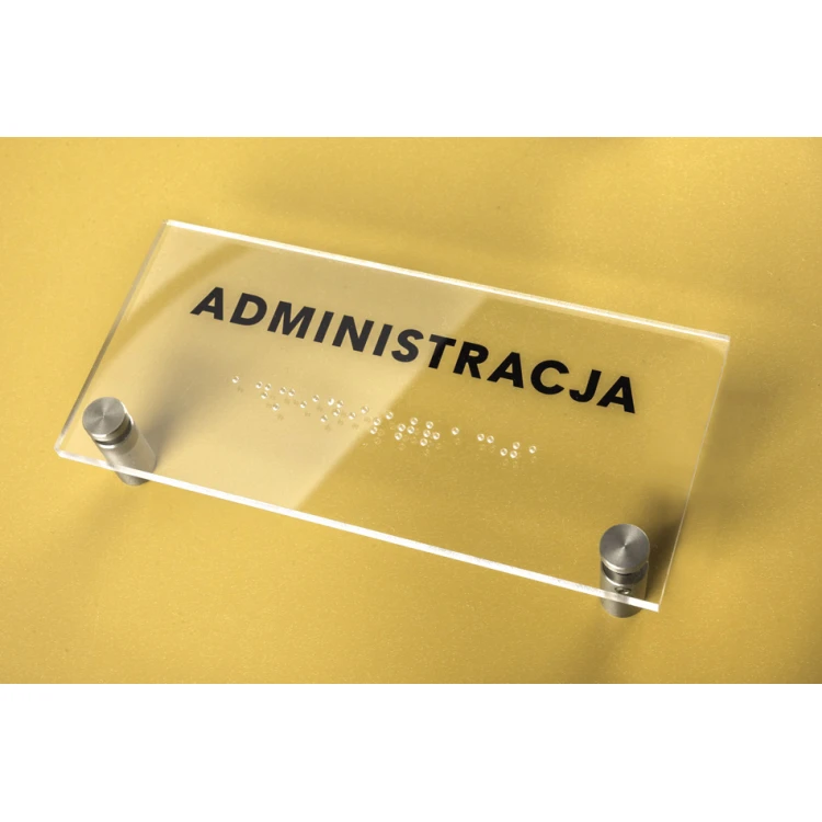 Administration - Plexiglass plaque with Braille lettering on spacers - dimensions 160x75mm - TAB271