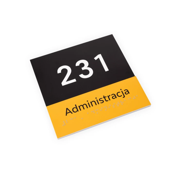 Administration - Braille Script Plaque - Size 150x150mm - Hard PCW - SUN - TAB321