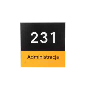Administration - Braille Script Plaque - Size 150x150mm - Hard PCW - SUN - TAB321