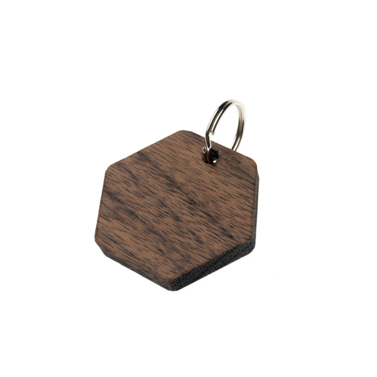 ID Tag - Premium Keyring for Dog and Cat with Engraving - Solid Walnut Wood - BDZ061