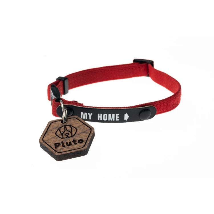 ID Tag - Premium Keyring for Dog and Cat with Engraving - Solid Walnut Wood - BDZ061
