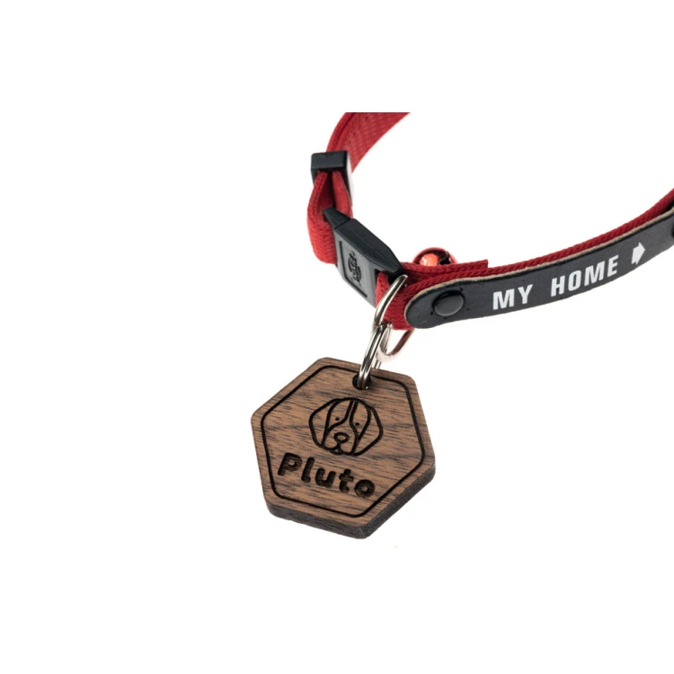 ID Tag - Premium Keyring for Dog and Cat with Engraving - Solid Walnut Wood - BDZ061