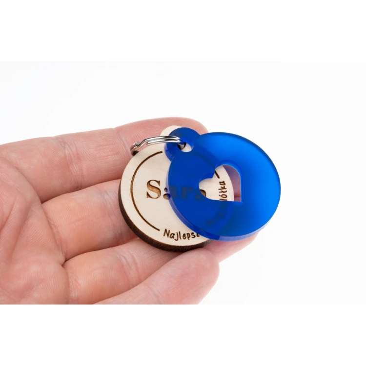 ID Tag - Premium Keyring for Dog and Cat with Engraving - Solid Maple Wood and Acrylic - BDZ063