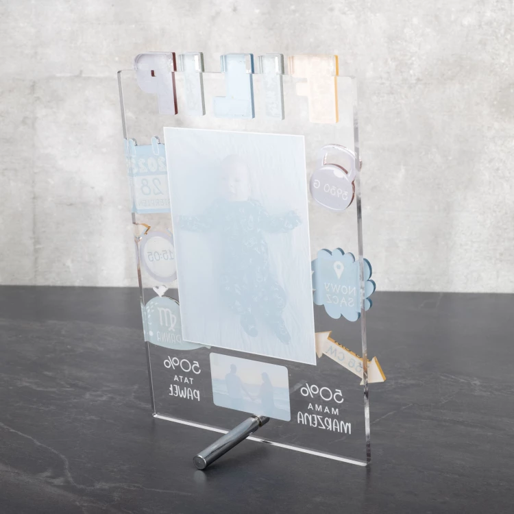 Acrylic Metric with Photo - Baptism Gift - MET010
