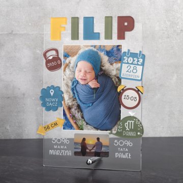 Acrylic Metric with Photo - Baptism Gift - MET010