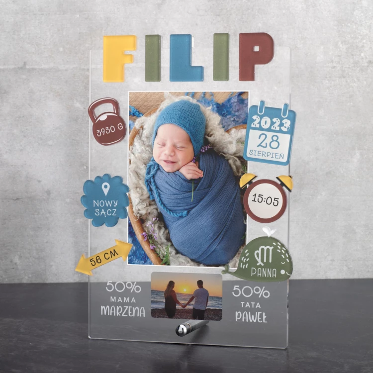 Acrylic Metric with Photo - Baptism Gift - MET010