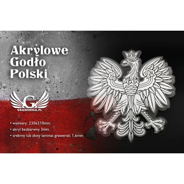 Polish Emblem Engraved - Plexi with Engraving Laminate - Size: 230x210mm - DEK015