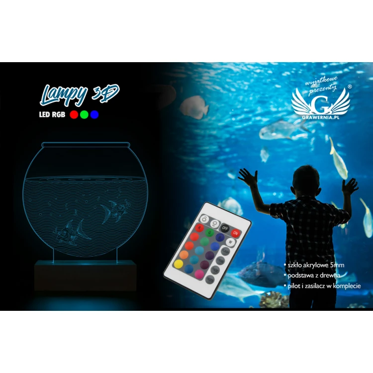 Aquarium - 3D LED RGB Lamp Controlled by Remote - L3D012