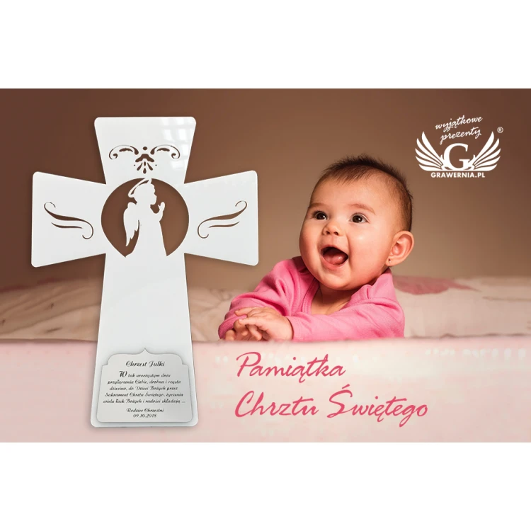 Angel Cross with Dedication - Holy Baptism Keepsake - DEW001