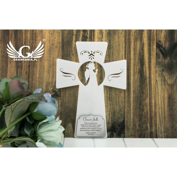 Angel Cross with Dedication - Holy Baptism Keepsake - DEW001