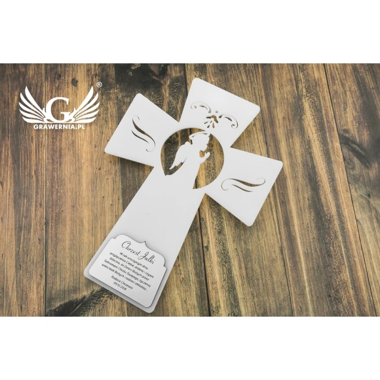 Angel Cross with Dedication - Holy Baptism Keepsake - DEW001