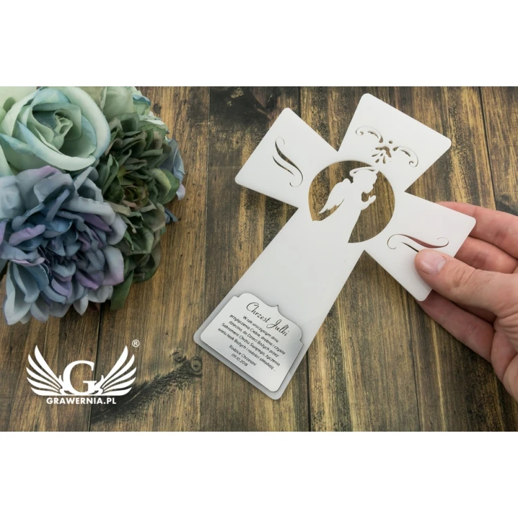 Angel Cross with Dedication - Holy Baptism Keepsake - DEW001
