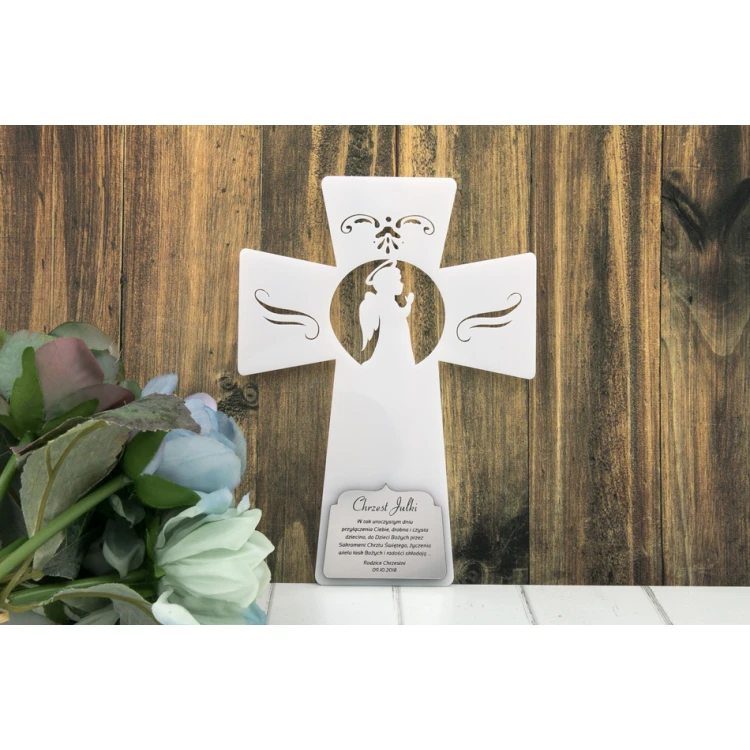 Angel Cross with Dedication - Holy Baptism Keepsake - DEW001