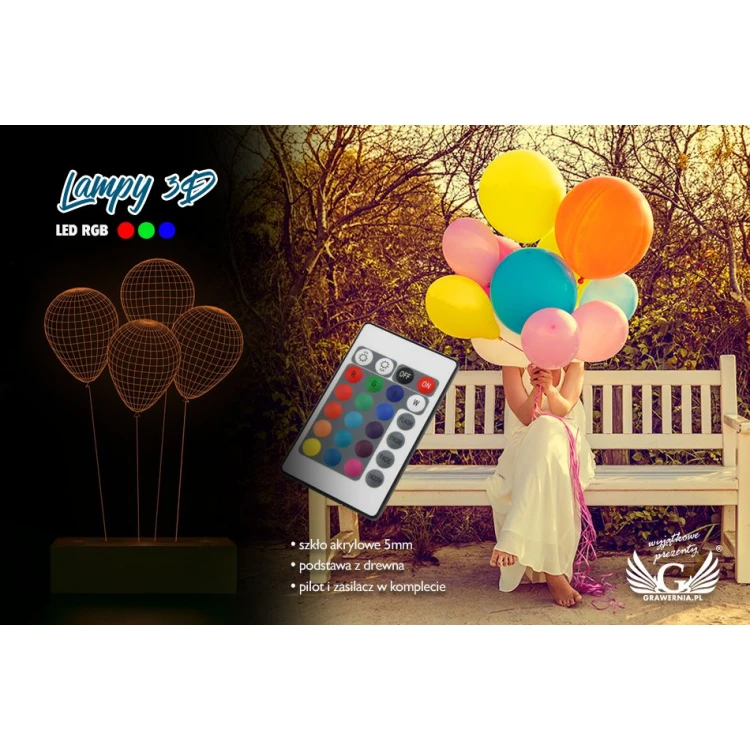 Balloons - 3D LED RGB Lamp Controlled by Remote - L3D014