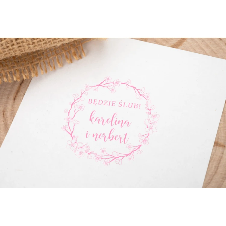 Wedding stamp for ink imprinting - There will be a wedding - handle diameter 50mm - STS027