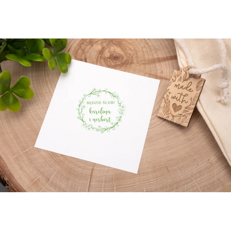 Wedding stamp for ink imprinting - There will be a wedding - handle diameter 50mm - STS027