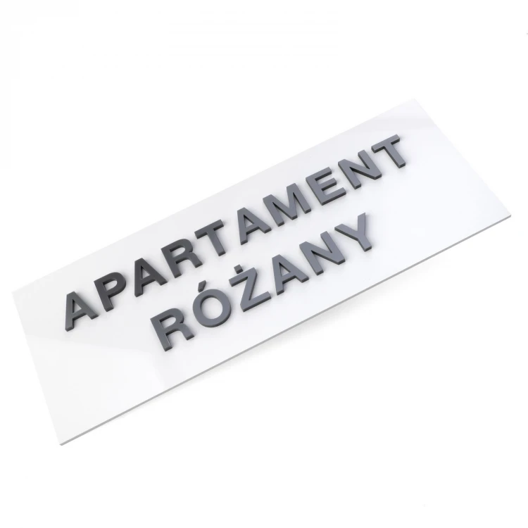 White plaque with embossed letters - dimensions: 300x110mm - TAB520