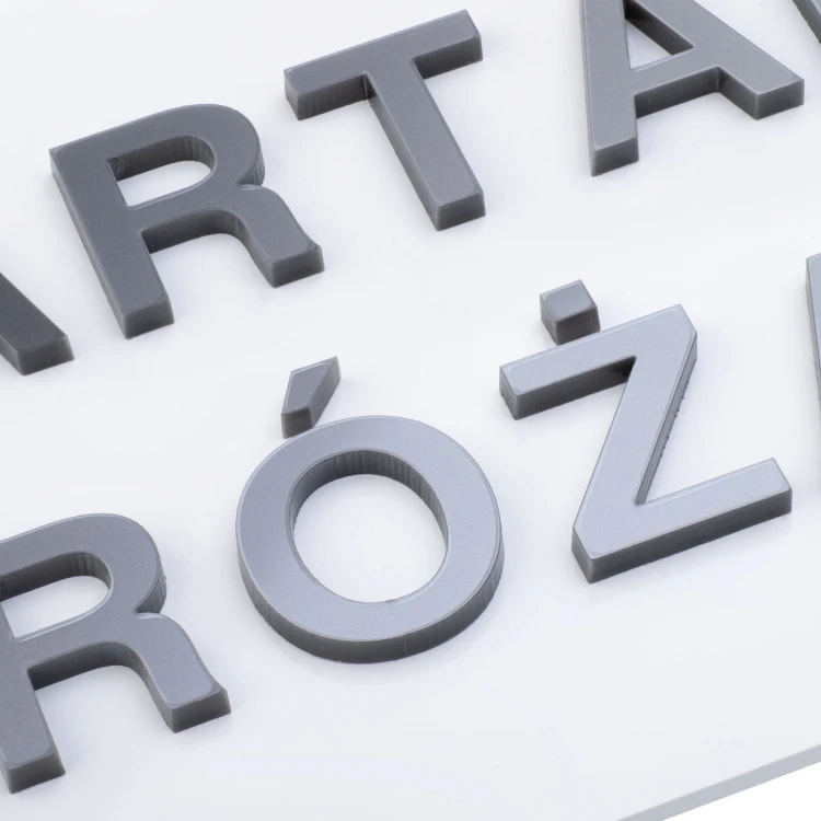 White plaque with embossed letters - dimensions: 300x110mm - TAB520
