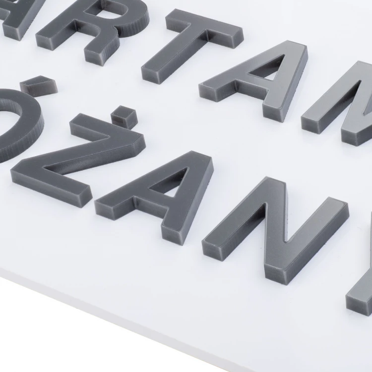 White plaque with embossed letters - dimensions: 300x110mm - TAB520